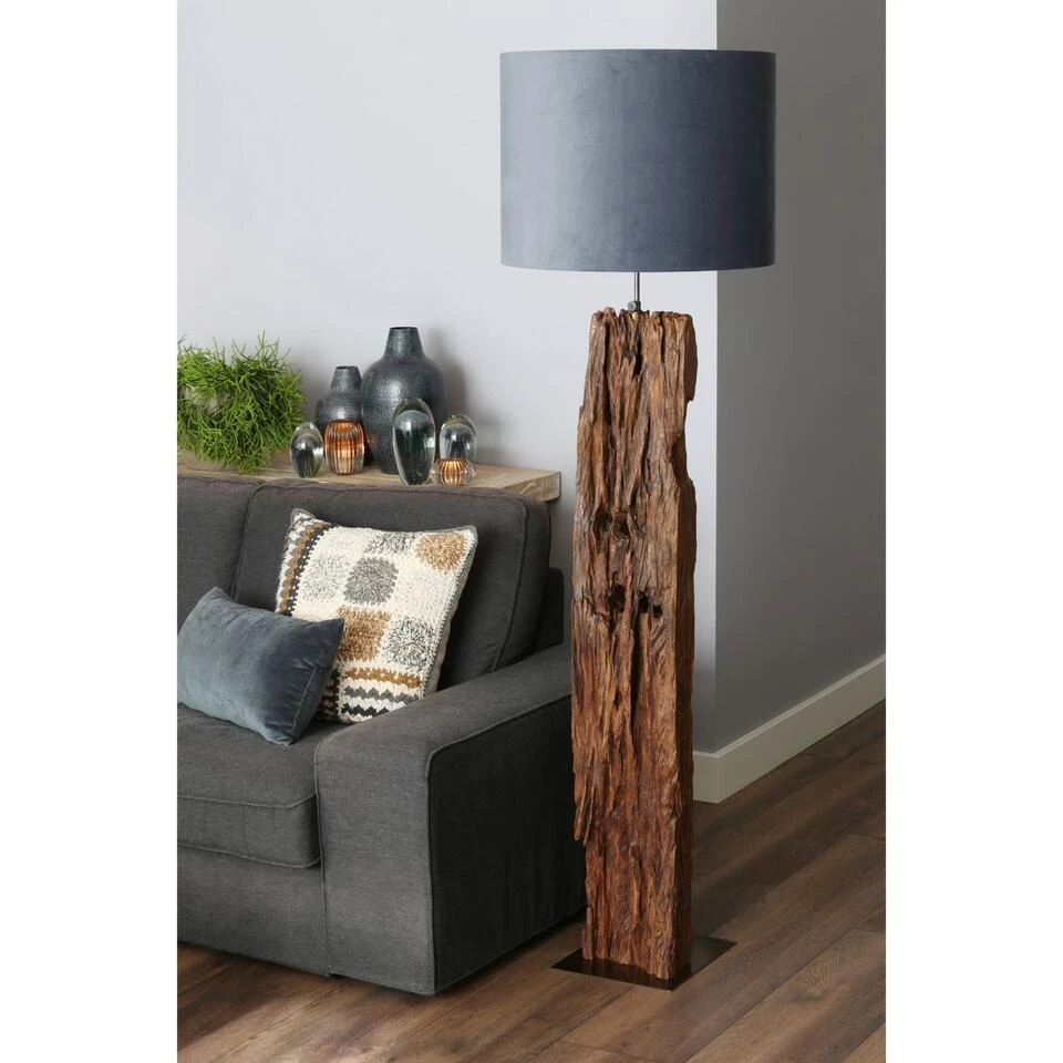 Cilinder Lampenkap Velours - Dusty Blue - Ø50x38cm 2 Cilinder Lampenkap Velours - Dusty Blue - Ø50x38cm - Afbeelding 2