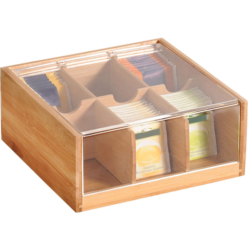 Merkloos Kesper Theedoos - Bamboe - 6 Vakken - 21 X 22 Cm 1 Merkloos Kesper Theedoos - Bamboe - 6 Vakken - 21 X 22 Cm