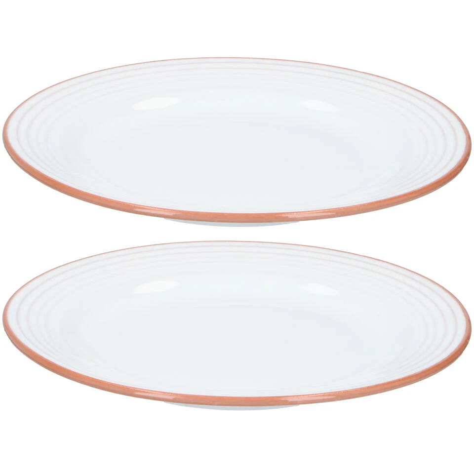 Jamie Oliver Dinerborden - 2 Stuks - Wit Met Oranje - Keramiek 1 Jamie Oliver Dinerborden - 2 Stuks - Wit Met Oranje - Keramiek