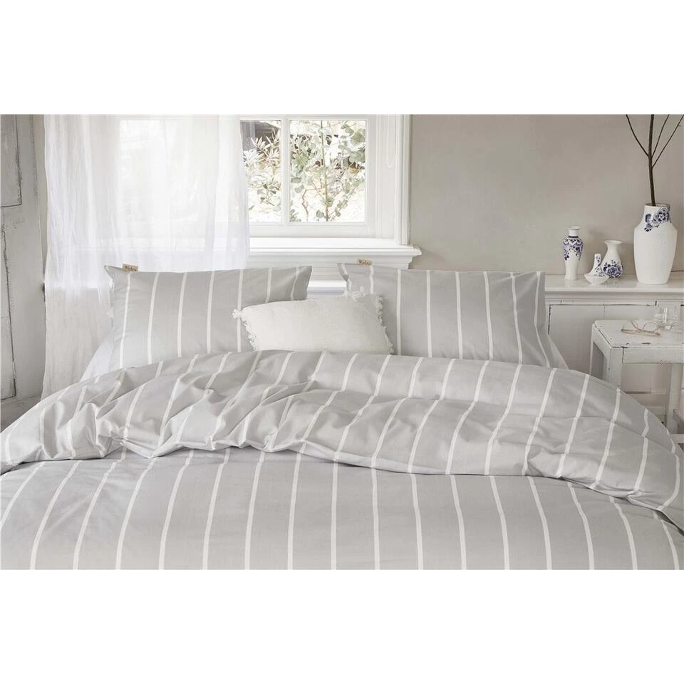 Walra - Dekbedovertrek Preppy Pinstripe - 240x220 Cm - Grijs 3 Walra - Dekbedovertrek Preppy Pinstripe - 240x220 Cm - Grijs - Afbeelding 3