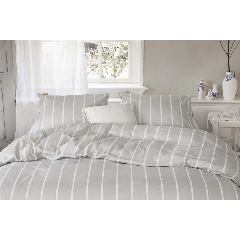 Walra - Dekbedovertrek Preppy Pinstripe - 240x220 Cm - Grijs 4 Walra - Dekbedovertrek Preppy Pinstripe - 240x220 Cm - Grijs - Afbeelding 4