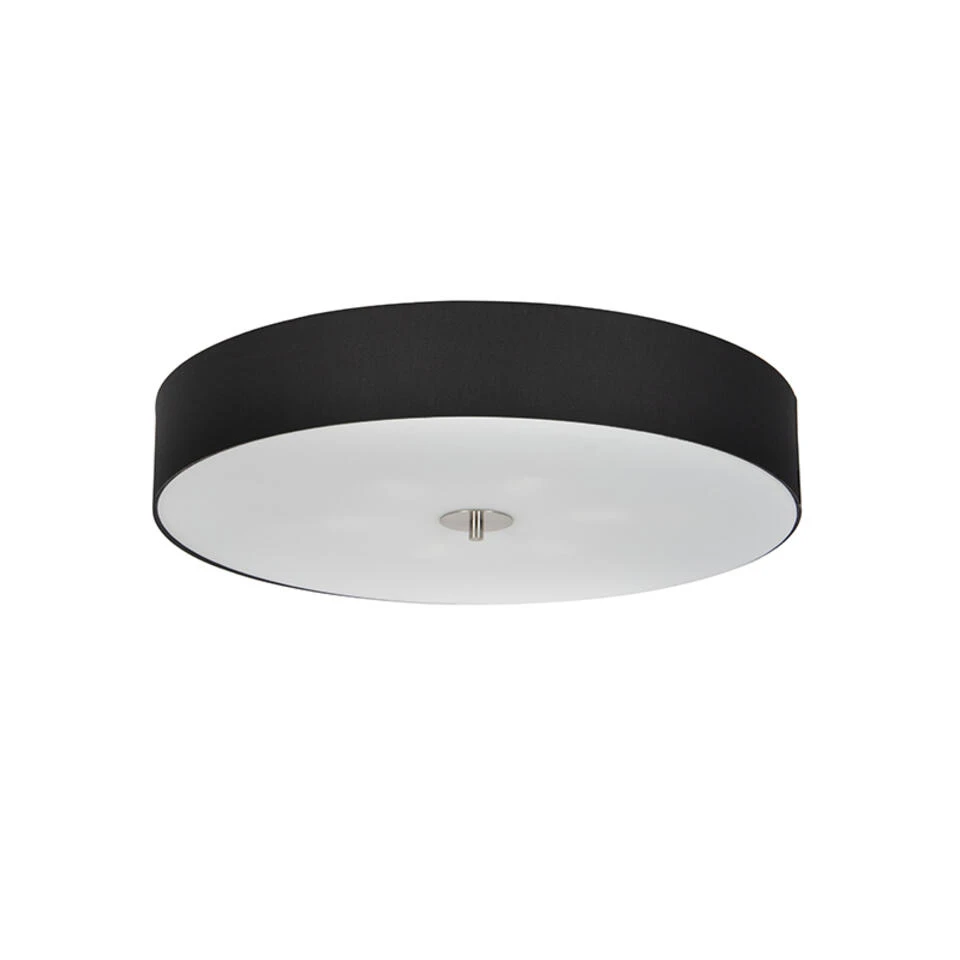 QAZQA Landelijke Plafondlamp Zwart 70 Cm - Drum 1 QAZQA Landelijke Plafondlamp Zwart 70 Cm - Drum