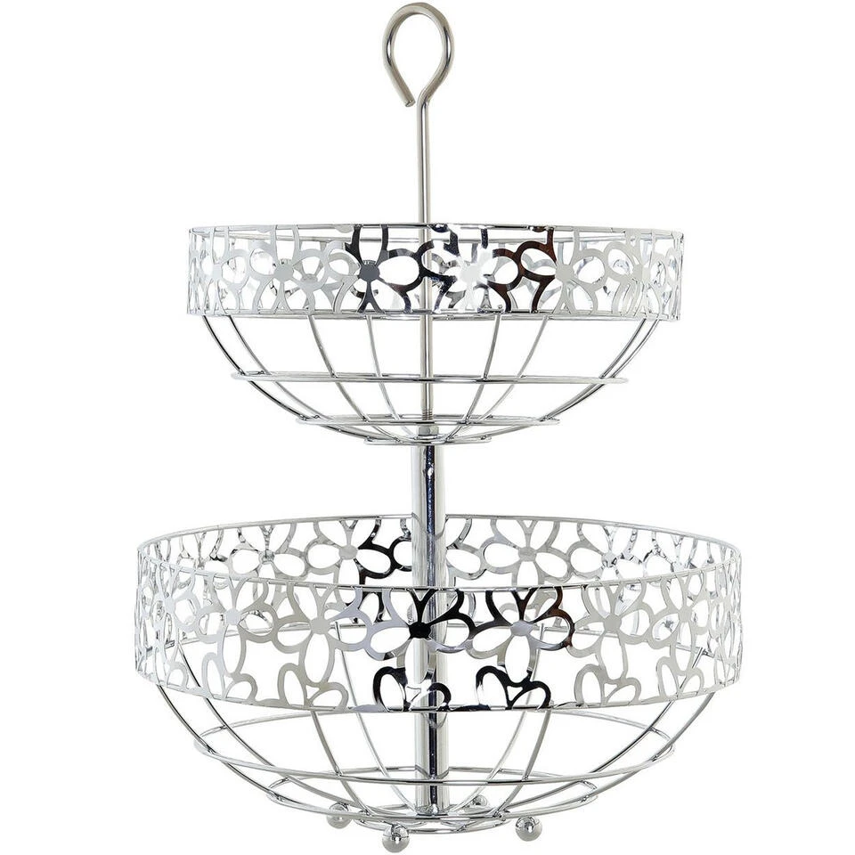 Items Fruitschaal - Etagere - 2-laags - Zilverkleurig - 39 Cm 1 Items Fruitschaal - Etagere - 2-laags - Zilverkleurig - 39 Cm