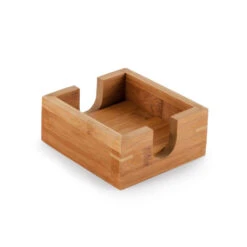 Merkloos Bellatio Design Glazenonderzetters - 4 Stuks - Bamboe - Met Houder -Huishoudelijke Voorwerpen Winkel 1000017419 0102