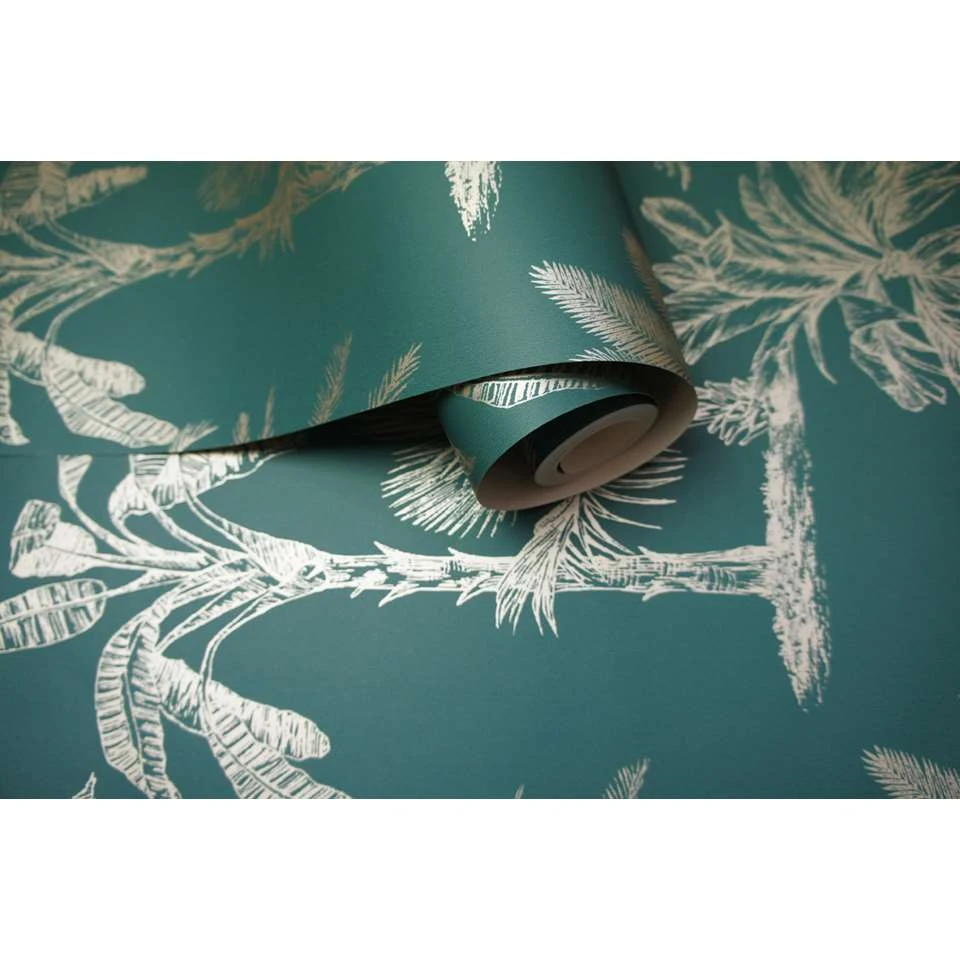 Dutch Wallcoverings - Indulgence Tropical Trees Teal - 0,53x10,05m 3 Dutch Wallcoverings - Indulgence Tropical Trees Teal - 0,53x10,05m - Afbeelding 3
