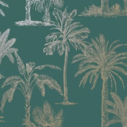 Dutch Wallcoverings - Indulgence Tropical Trees Teal - 0,53x10,05m