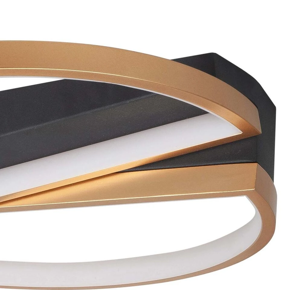 Highlight Plafondlamp Helios - 2 Lichts - 44 X8 Cm - Zwart - Mat Goud 2 Highlight Plafondlamp Helios - 2 Lichts - 44 X8 Cm - Zwart - Mat Goud - Afbeelding 2