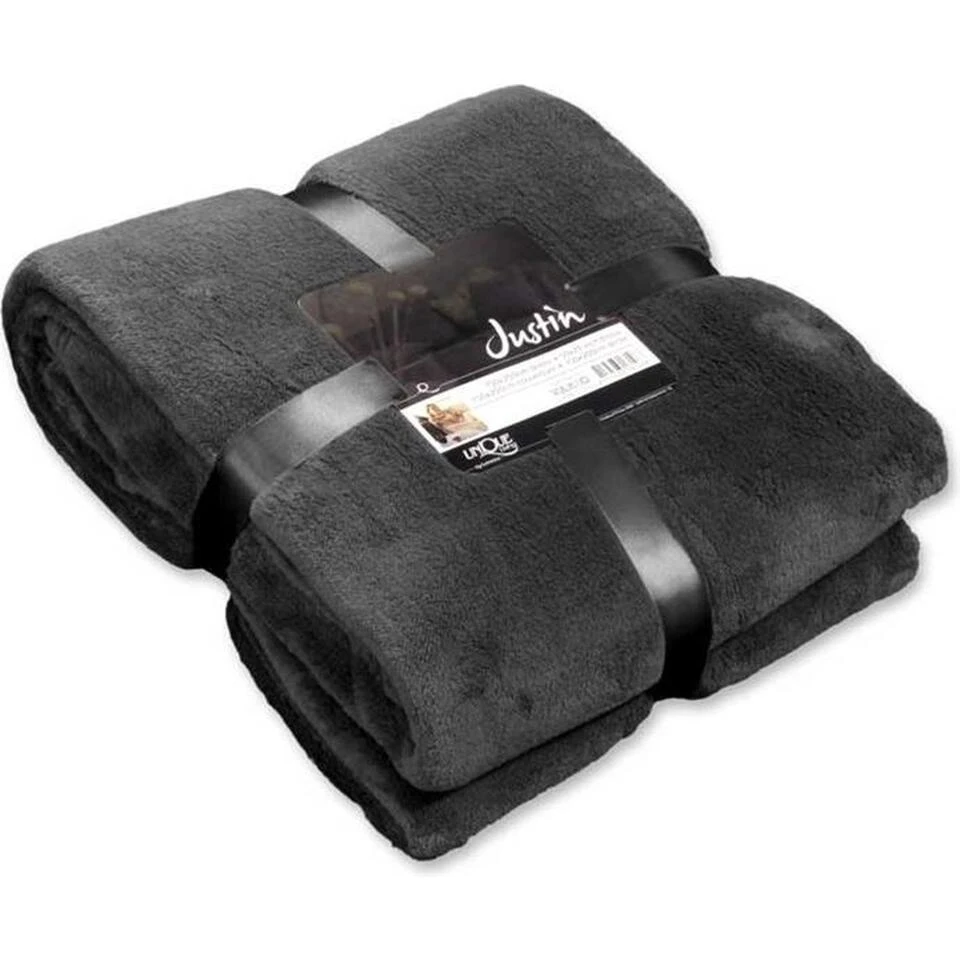 Unique Living - Plaid - 150x200 Cm - Donkergrijs 2 Unique Living - Plaid - 150x200 Cm - Donkergrijs - Afbeelding 2