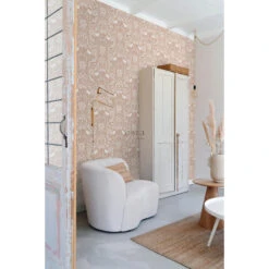 ESTAhome Behang - Bloemen En Vogels In Art Nouveau Stijl - Nude Kleur En Wit -Huishoudelijke Voorwerpen Winkel 1000024334 0103