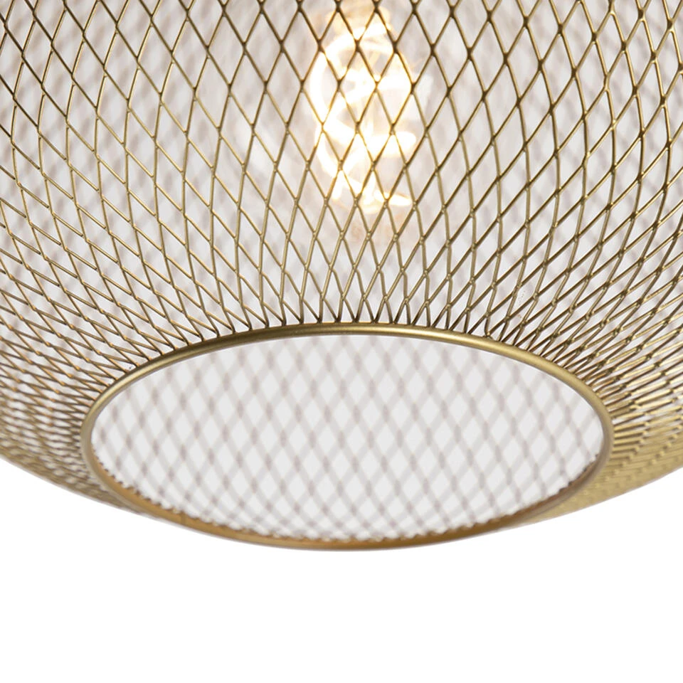 QAZQA Moderne Zwart Met Gouden Plafondlamp - Bliss Mesh 4 QAZQA Moderne Zwart Met Gouden Plafondlamp - Bliss Mesh - Afbeelding 4