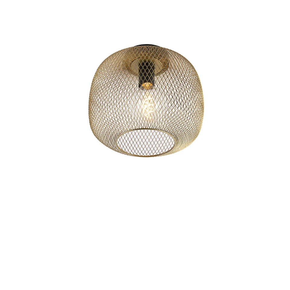 QAZQA Moderne Zwart Met Gouden Plafondlamp - Bliss Mesh 1 QAZQA Moderne Zwart Met Gouden Plafondlamp - Bliss Mesh