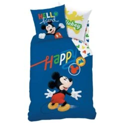 Disney Mickey Mouse Dekbedovertrek Happy - Eenpersoons - 140 X 200 Cm - Katoen -Huishoudelijke Voorwerpen Winkel 1000028660 0103