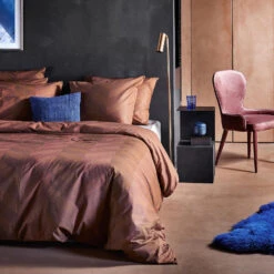 Damai Dekbedovertrek Atomy - Bio Satijn - 260x200/220 Cm - Brick Red -Huishoudelijke Voorwerpen Winkel 1000030592 0102