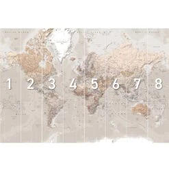 Fotobehang Wereldkaart 260x384 Cm Bruin -Huishoudelijke Voorwerpen Winkel 1000031153 0102