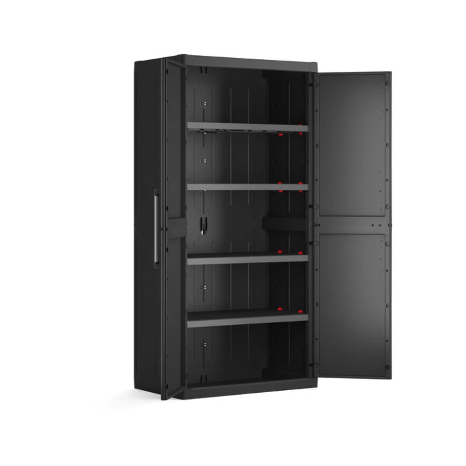 Keter Detroit XL Hoge Kast - 4 Planken - 89x54x182cm - Zwart 4 Keter Detroit XL Hoge Kast - 4 Planken - 89x54x182cm - Zwart - Afbeelding 4