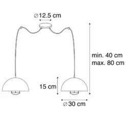 QAZQA IndustriÃ«le Hanglampen Zwart Met Goud 2-lichts - Magna Eglip -Huishoudelijke Voorwerpen Winkel 1000031848 0102