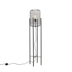 QAZQA Industriële Vloerlamp Zwart - Bliss Vefa