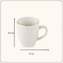 OTIX Mokken Set Wit Met Goud 200ml Porselein 6 Stuks DAISY -Huishoudelijke Voorwerpen Winkel 1000033122 0111