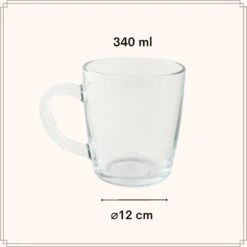 OTIX Theeglazen Met Oor Koffiemok 340ml Glas Hittebestendig Koffiemok -Huishoudelijke Voorwerpen Winkel 1000033207 0110