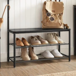 ACAZA XL Garderoberek Met Schoenenbank, Kapstok En Schoenenrek, 11 Haken, Zwart 7 ACAZA XL Garderoberek Met Schoenenbank, Kapstok En Schoenenrek, 11 Haken, Zwart -Huishoudelijke Voorwerpen Winkel 1000034356 0103