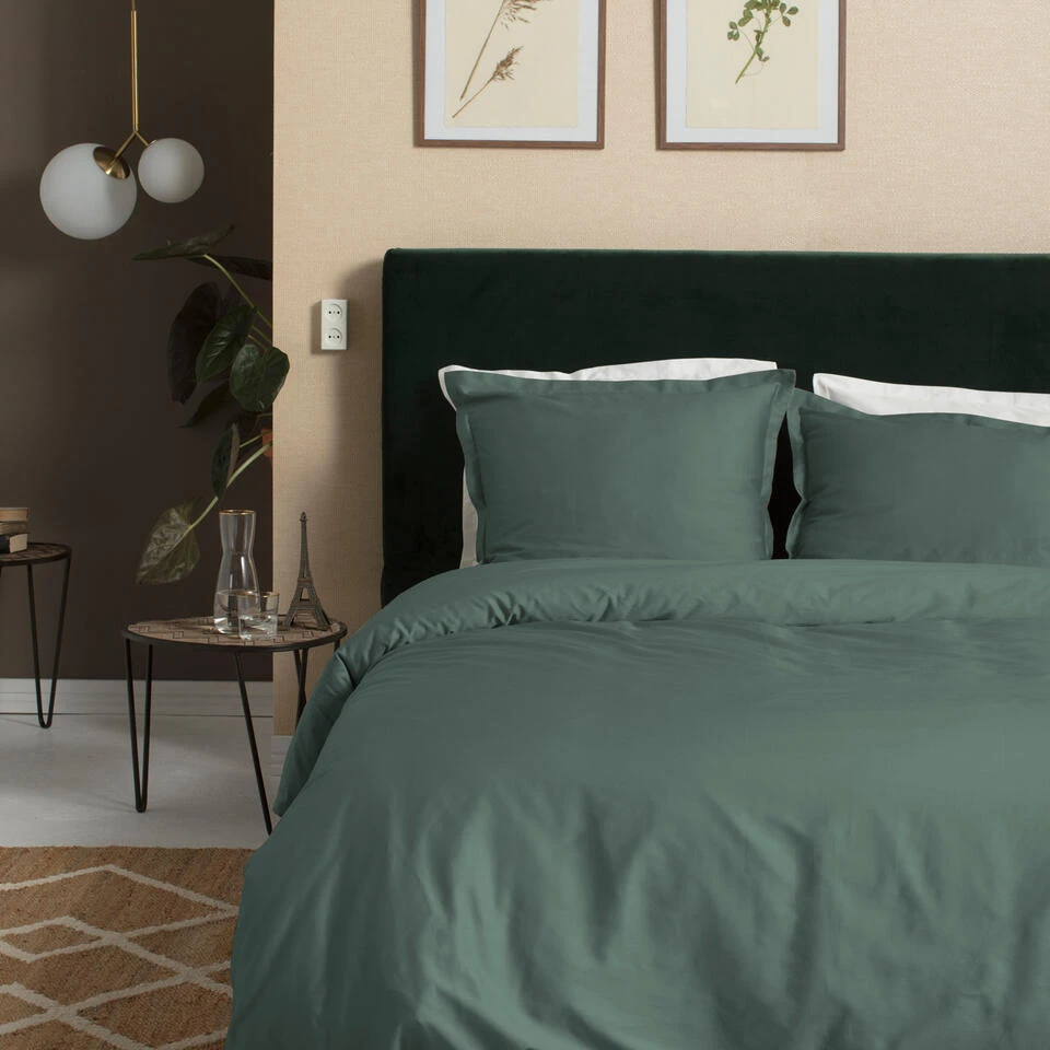Cinderella Dekbedovertrek Sundays - Satijn - 260x200/220 Cm - Green 2 Cinderella Dekbedovertrek Sundays - Satijn - 260x200/220 Cm - Green - Afbeelding 2