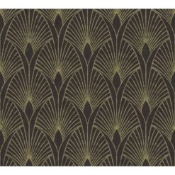 Livingwalls Behang - Art Deco Motief - Zwart En Goud - 53 Cm X 10,05 M - AS -Huishoudelijke Voorwerpen Winkel 1000038018 0102