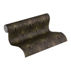 Livingwalls Behang - Art Deco Motief - Zwart En Goud - 53 Cm X 10,05 M - AS