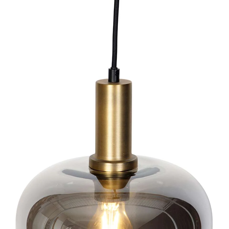QAZQA Design Hanglamp Zwart Met Goud Met Smoke Glas - Zuzanna 2 QAZQA Design Hanglamp Zwart Met Goud Met Smoke Glas - Zuzanna - Afbeelding 2