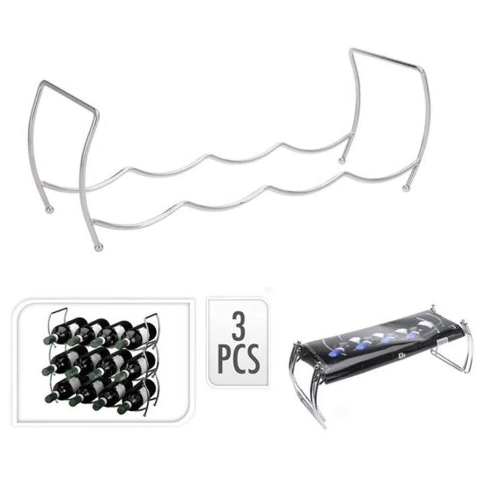 Merkloos Wijnrek - Zilverkleurig - 3-delig - Stapelbaar - Voor 12 Flessen 2 Merkloos Wijnrek - Zilverkleurig - 3-delig - Stapelbaar - Voor 12 Flessen - Afbeelding 2