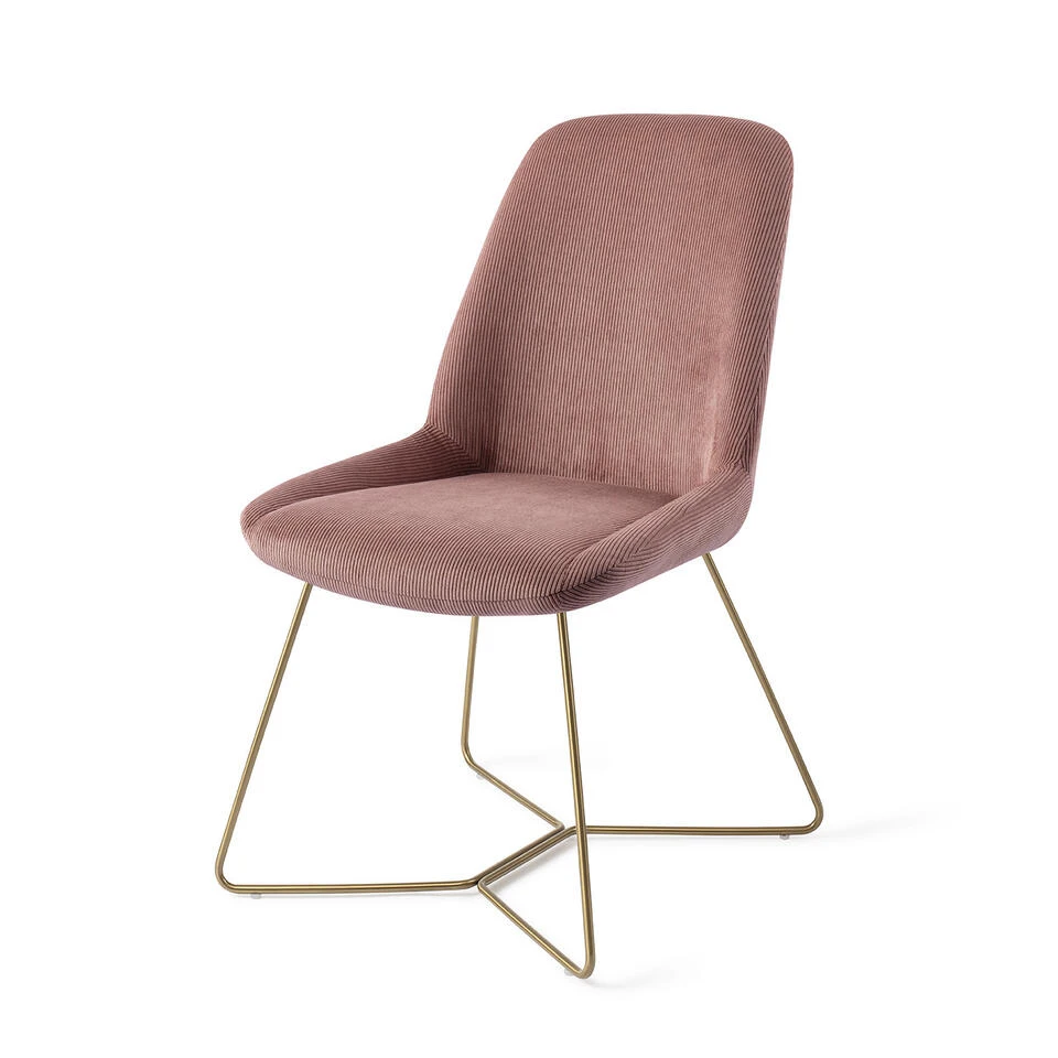 Urban Lifestyle Eetkamerstoel Lyndon - Pink, H Frame Goud 2 Urban Lifestyle Eetkamerstoel Lyndon - Pink, H Frame Goud - Afbeelding 2