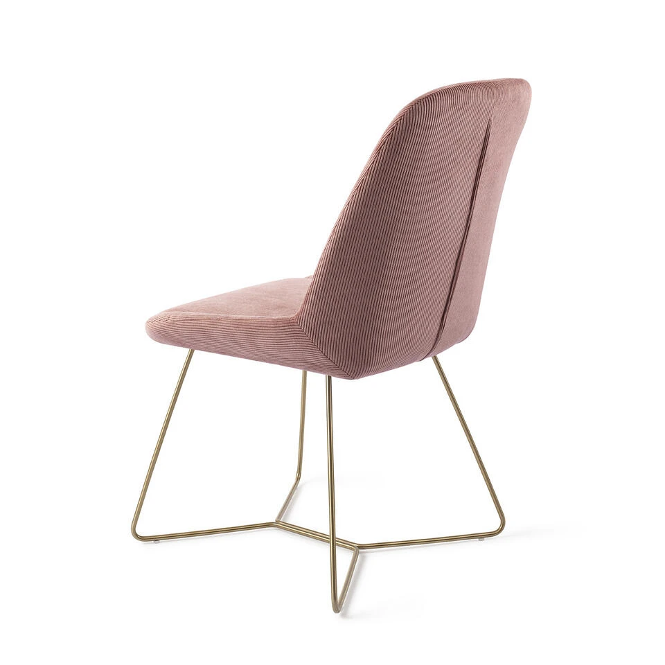 Urban Lifestyle Eetkamerstoel Lyndon - Pink, H Frame Goud 4 Urban Lifestyle Eetkamerstoel Lyndon - Pink, H Frame Goud - Afbeelding 4