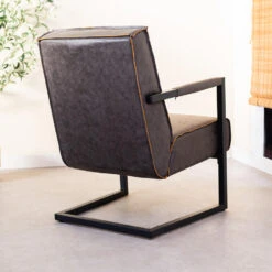 Industriële Leren Fauteuil Antraciet Tiger - Leder - Grijs -Huishoudelijke Voorwerpen Winkel 1000041989 0102