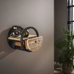 Hoyz - Wandschap Circular - Ø30 - Met Lade - Hout - Bruin -Huishoudelijke Voorwerpen Winkel 1000042648 0102