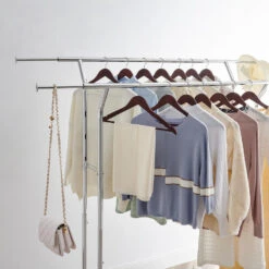 O’DADDY® Kledingrek Dubbel - 4 Wielen - Tot 110kg - Garderoberek - RVS -Huishoudelijke Voorwerpen Winkel 1000042970 0103