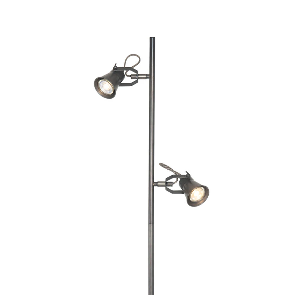 QAZQA Landelijke Vloerlamp Zwart Met Hout - Jelle 2 QAZQA Landelijke Vloerlamp Zwart Met Hout - Jelle - Afbeelding 2