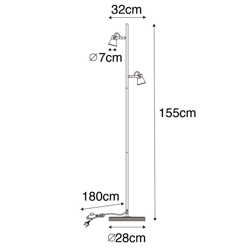 QAZQA Landelijke Vloerlamp Zwart Met Hout - Jelle 3 QAZQA Landelijke Vloerlamp Zwart Met Hout - Jelle - Afbeelding 3