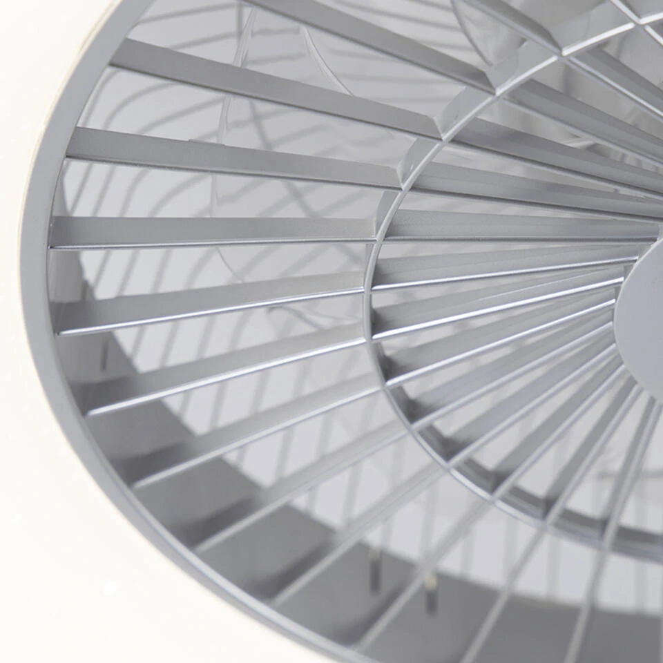 QAZQA Plafondventilator Zilver Met Ster Effect Dimbaar - Climo 2 QAZQA Plafondventilator Zilver Met Ster Effect Dimbaar - Climo - Afbeelding 2