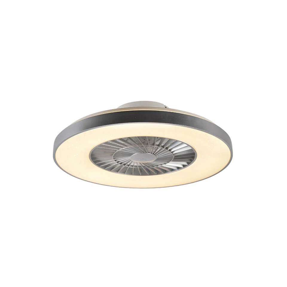 QAZQA Plafondventilator Zilver Met Ster Effect Dimbaar - Climo 1 QAZQA Plafondventilator Zilver Met Ster Effect Dimbaar - Climo