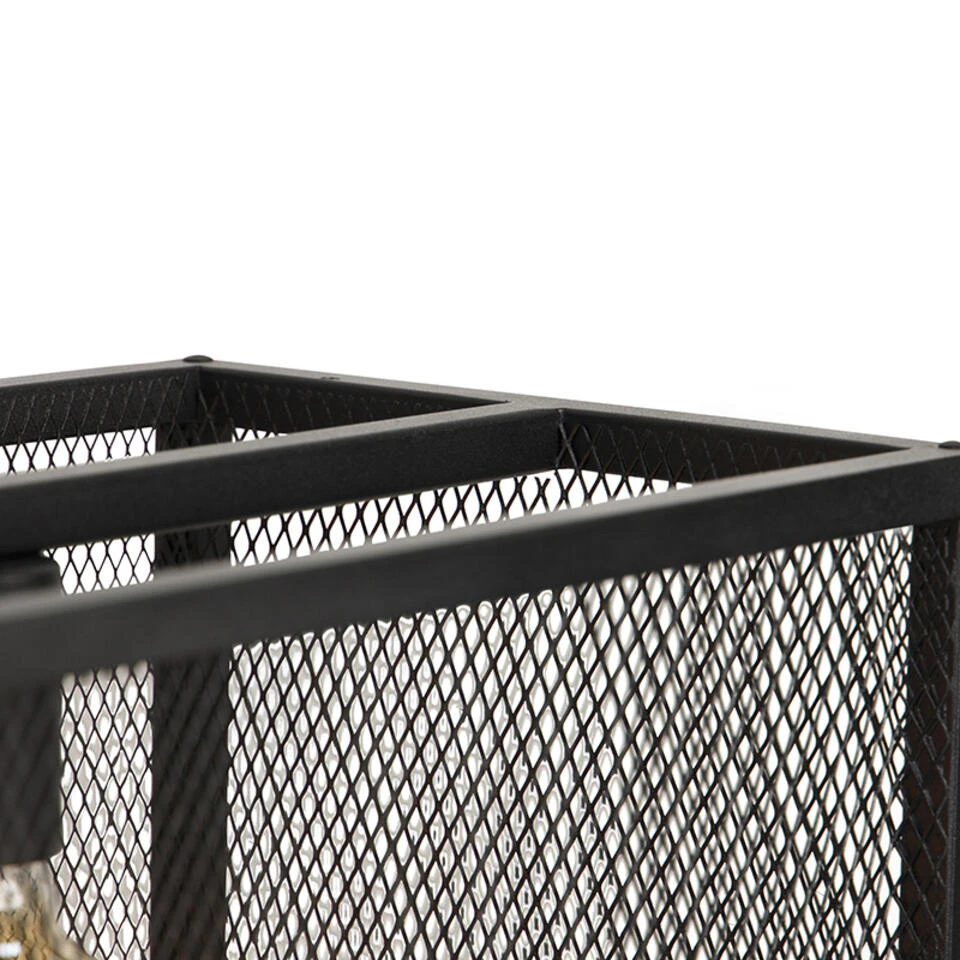 QAZQA Industriële Hanglamp Zwart 118 Cm 4-lichts - Cage Mesh 4 QAZQA Industriële Hanglamp Zwart 118 Cm 4-lichts - Cage Mesh - Afbeelding 4