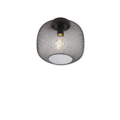 QAZQA Moderne Zwarte Plafondlamp - Bliss Mesh
