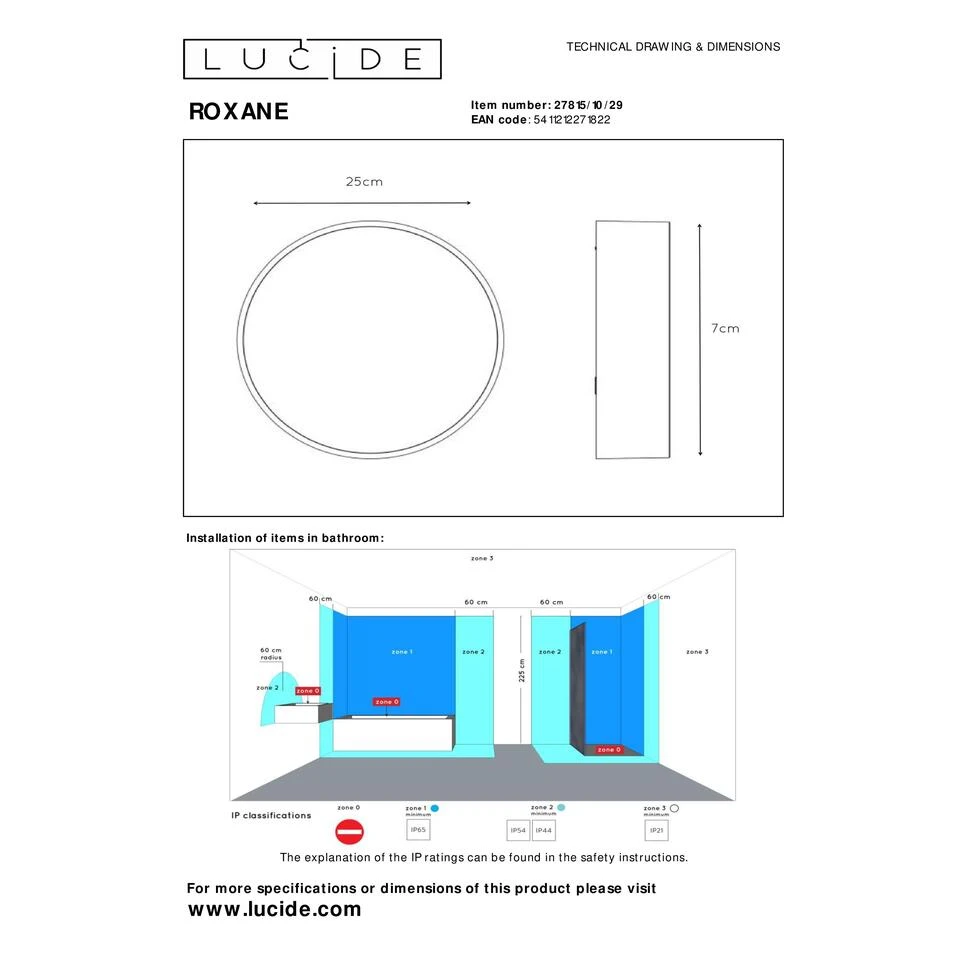 Lucide ROXANE Plafonnière - Antraciet 4 Lucide ROXANE Plafonnière - Antraciet - Afbeelding 4