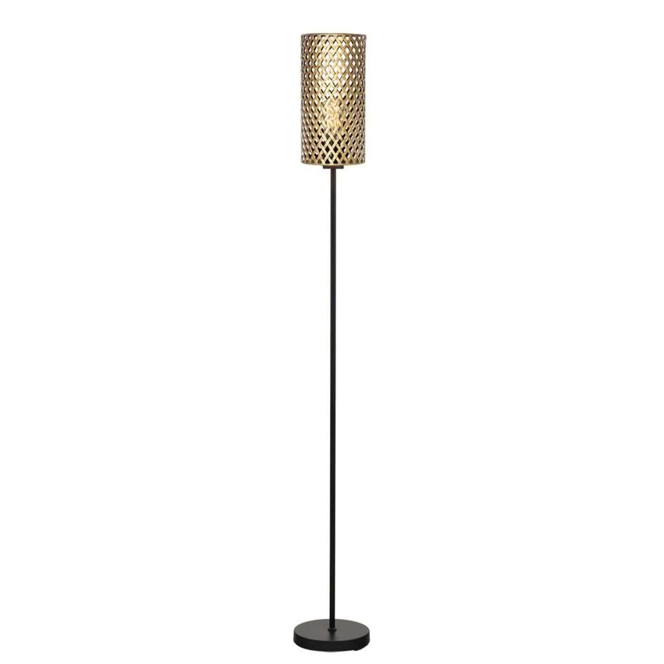 Freelight Vloerlamp Cestino - 1 Lichts - 22 X165 Cm - Zwart - Goud 1 Freelight Vloerlamp Cestino - 1 Lichts - 22 X165 Cm - Zwart - Goud