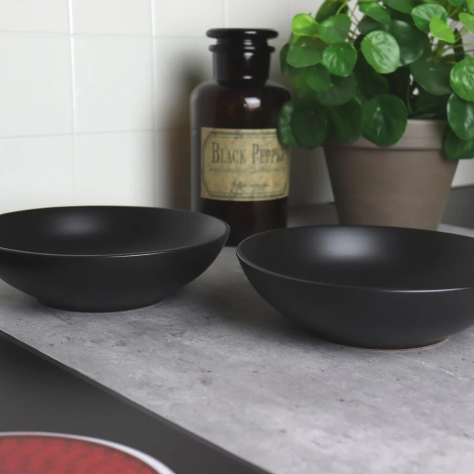 Orange85 Bord 6 Stuks Diep - Soepborden - Zwart Mat Diameter 20,5cm Aardewerk 3 Orange85 Bord 6 Stuks Diep - Soepborden - Zwart Mat Diameter 20,5cm Aardewerk - Afbeelding 3