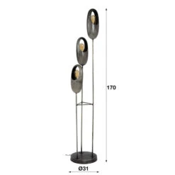 Giga Meubel Vloerlamp 3-Lichts - Getrapt - Oud Zilver - Lamp Open Oog -Huishoudelijke Voorwerpen Winkel 1000049989 0103