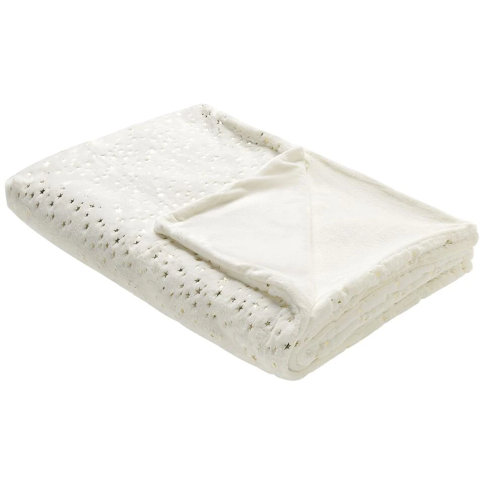 Beliani Plaid ALAZEYA - Beige Polyester 1 Beliani Plaid ALAZEYA - Beige Polyester