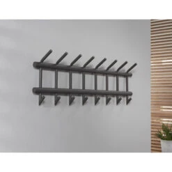 Giga Meubel Wandkapstok 8-Haaks - Donkergrijs - Mat - Ronde Buis -Huishoudelijke Voorwerpen Winkel 1000052653 0103