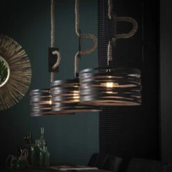 Giga Meubel Hanglamp 3-Lichts - Rond - Touw - Zwart - Lamp Twist -Huishoudelijke Voorwerpen Winkel 1000052740 0102