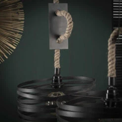 Giga Meubel Hanglamp 3-Lichts - Rond - Touw - Zwart - Lamp Twist -Huishoudelijke Voorwerpen Winkel 1000052740 0103