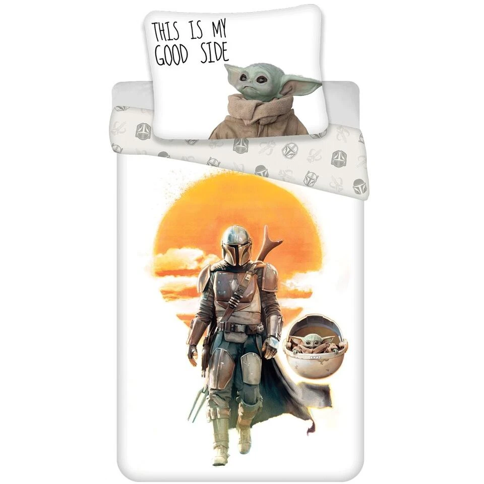 Star Wars Dekbedovertrek, Mandalorian - Eenpersoons - 140 X 200 Cm - Katoen 1 Star Wars Dekbedovertrek, Mandalorian - Eenpersoons - 140 X 200 Cm - Katoen