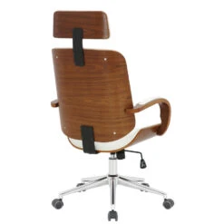 Clp Bureaustoel Dayton Walnoot Frame Wit -Huishoudelijke Voorwerpen Winkel 1000054315 0103
